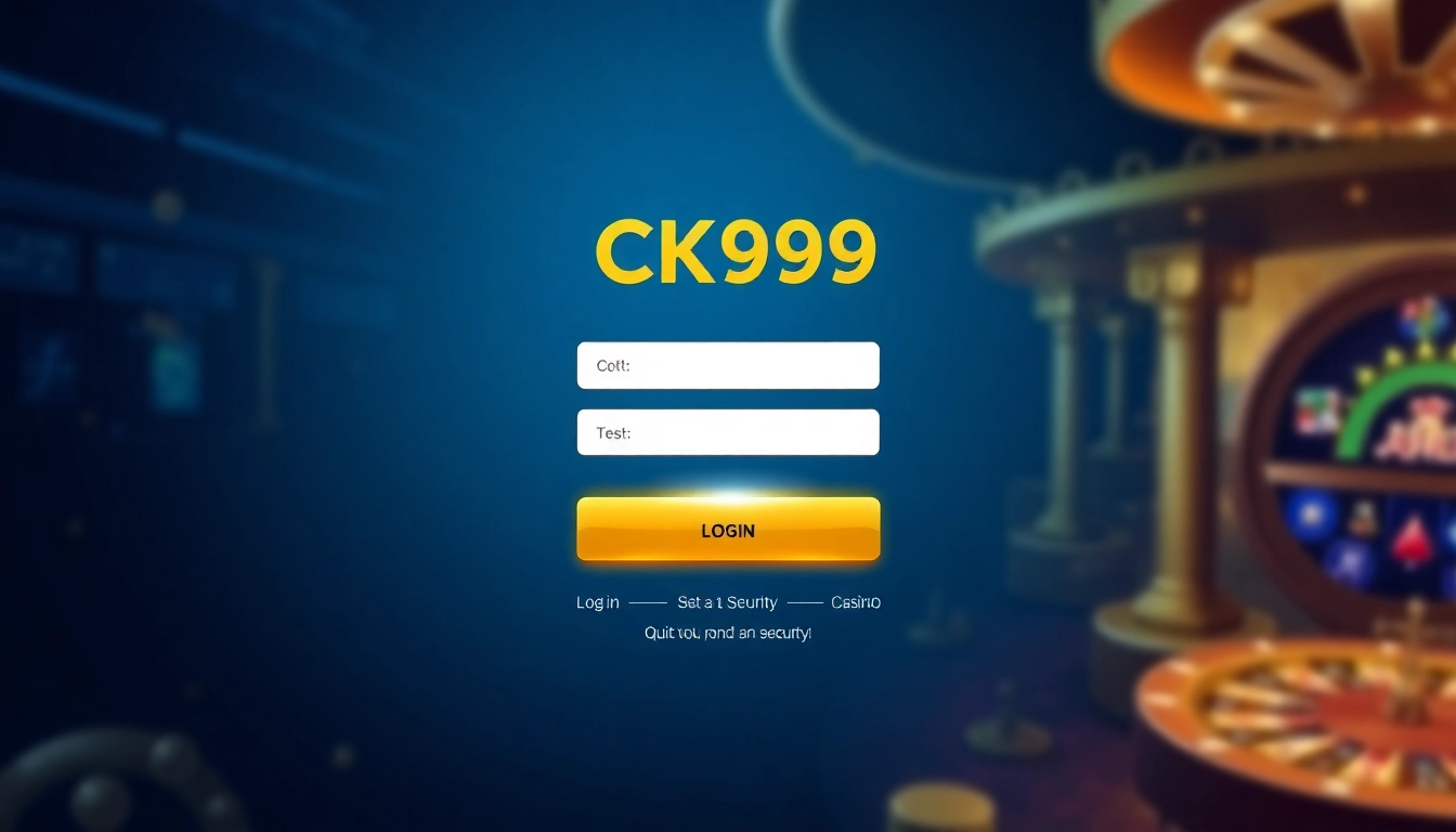 CK999 login page with secure sign-in interface and casino imagery promoting fast access to gaming