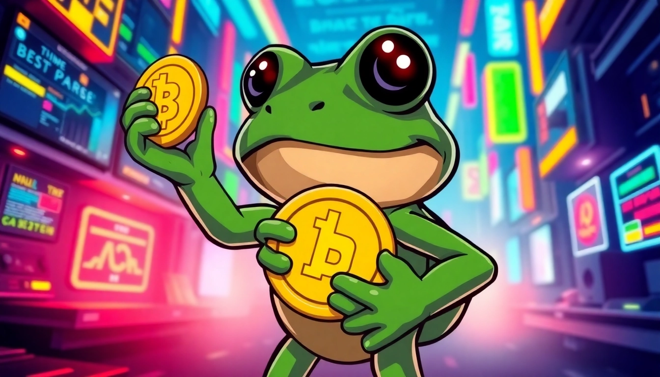 Buy Angry Pepe Fork with a bold Pepe mascot engaging in crypto gaming on a multi-chain platform