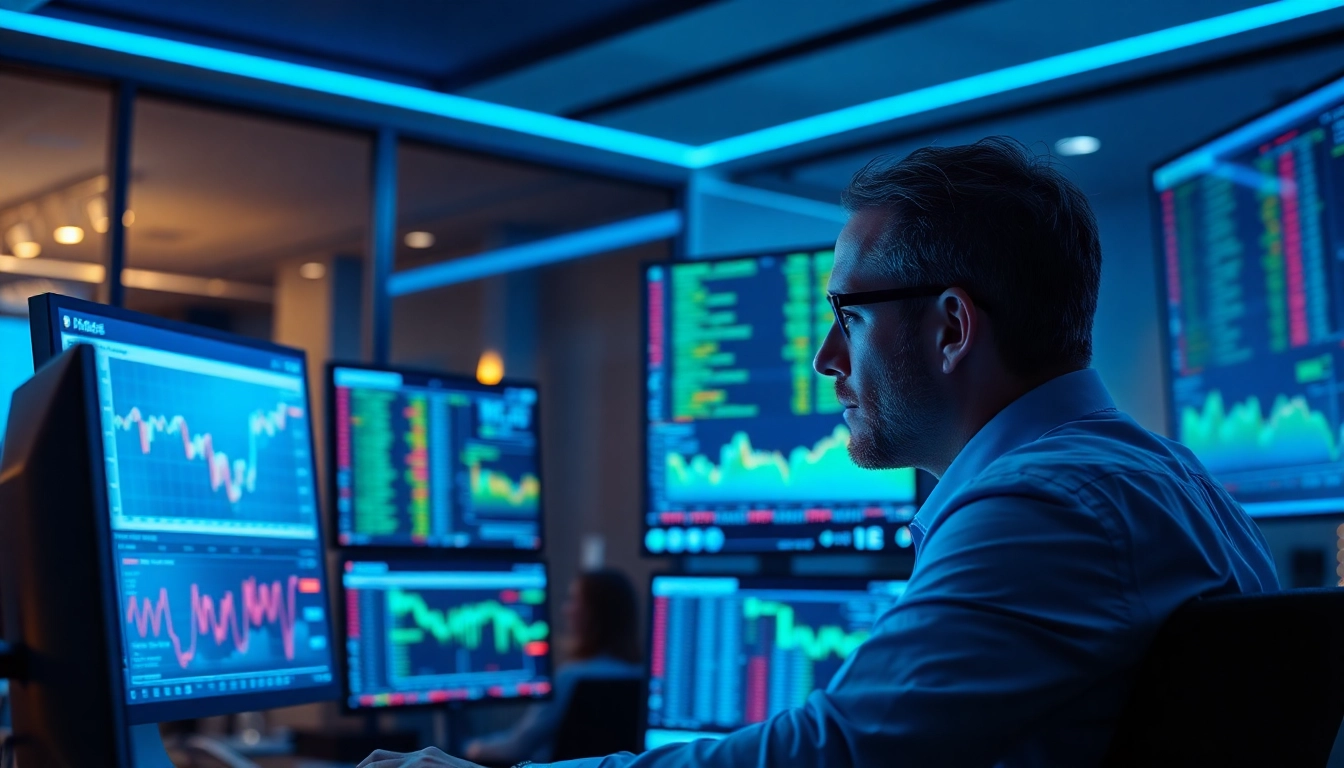 Financial Markets News UK Analyst examining stock charts in a modern office to guide investment